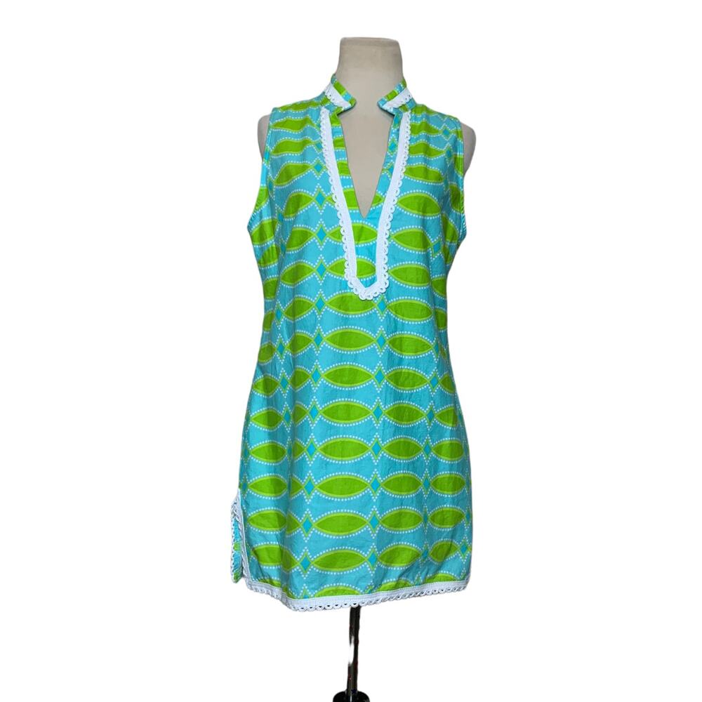 Sail to Sable blue green colorful sleeveless tunic top size 3